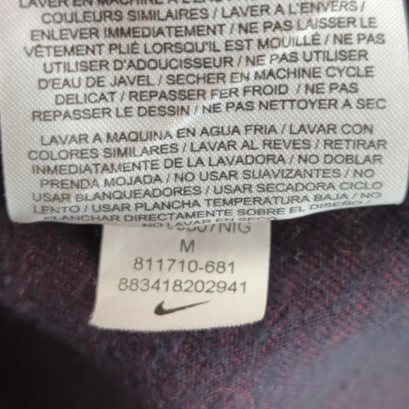 Nike Hoodie Mens Medium Maroon Full Zip Sweatshirt Athletic Logo 811710-681 - Picture 9 of 10